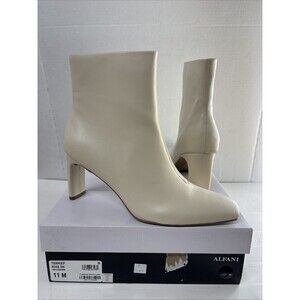 Alfani Women's Terrie Ivory Flexible Sole Square Toe Block Heel Booties Sz 11M